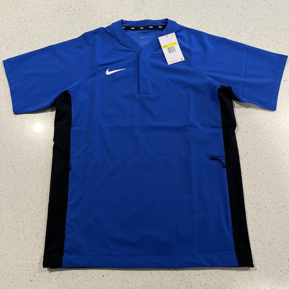 DO9175-493 Nike Dri-Fit Small‎ Lightweight Baseball Batting Pullover Blue/Black